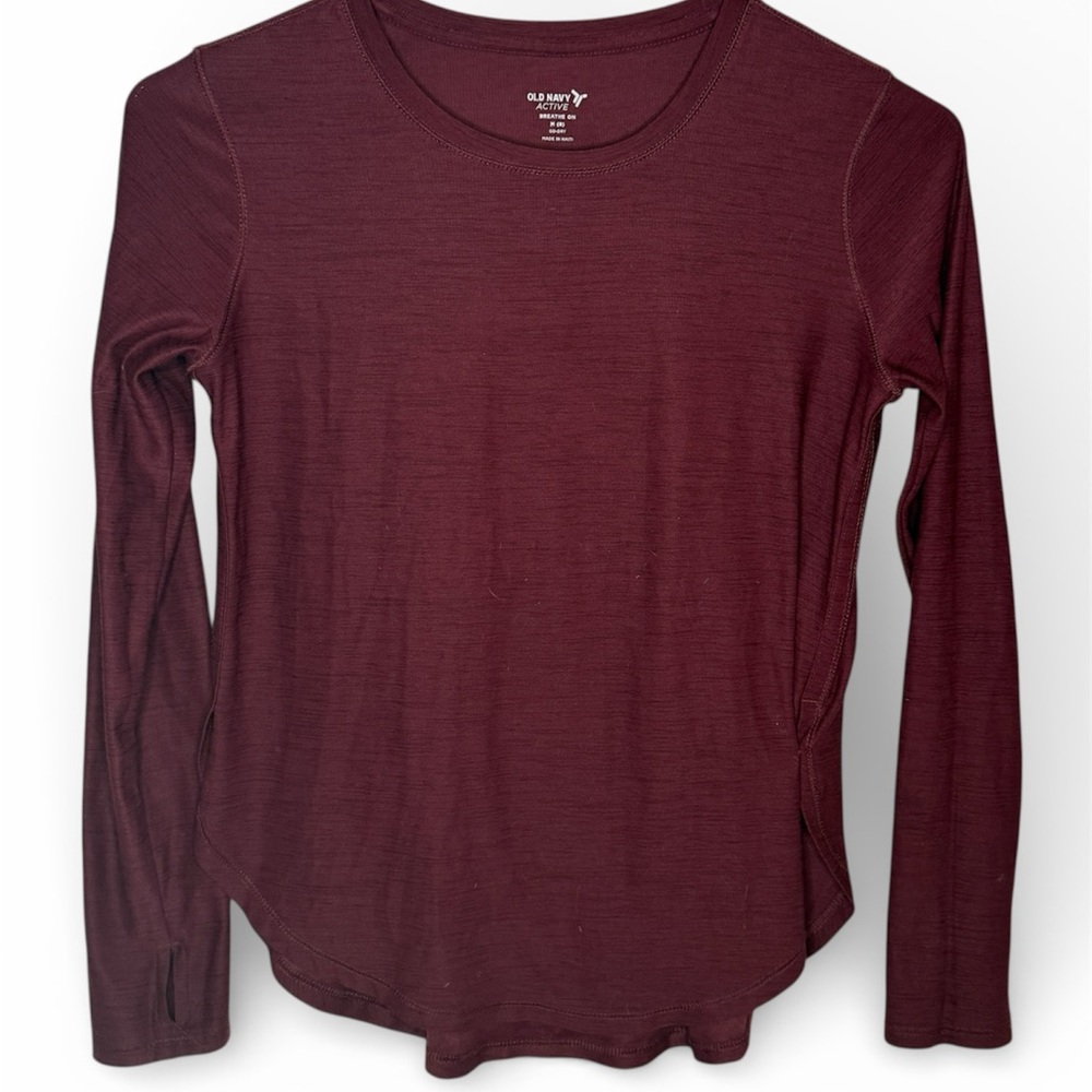 Girls Old Navy Active Burgundy Long Sleeve Top Size 8